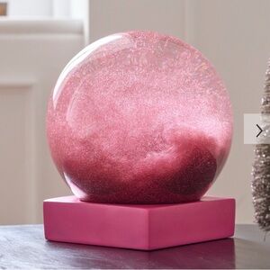 West Elm new in box Large pink glitterer snow globe